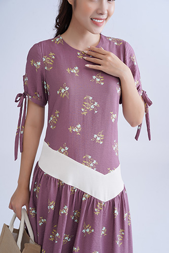 Váy xuông phối lụa 